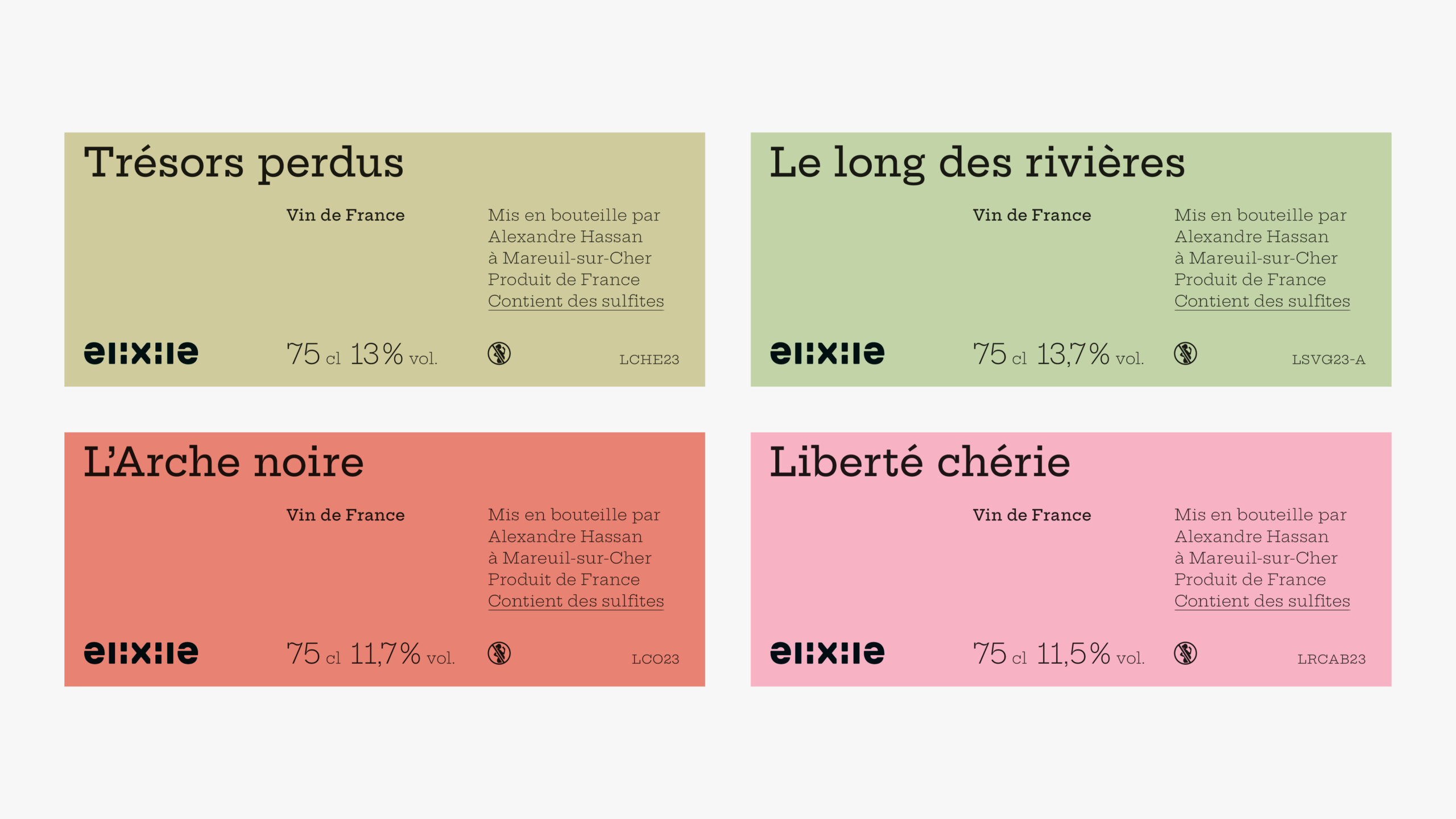 Elixile — étiquettes de vin