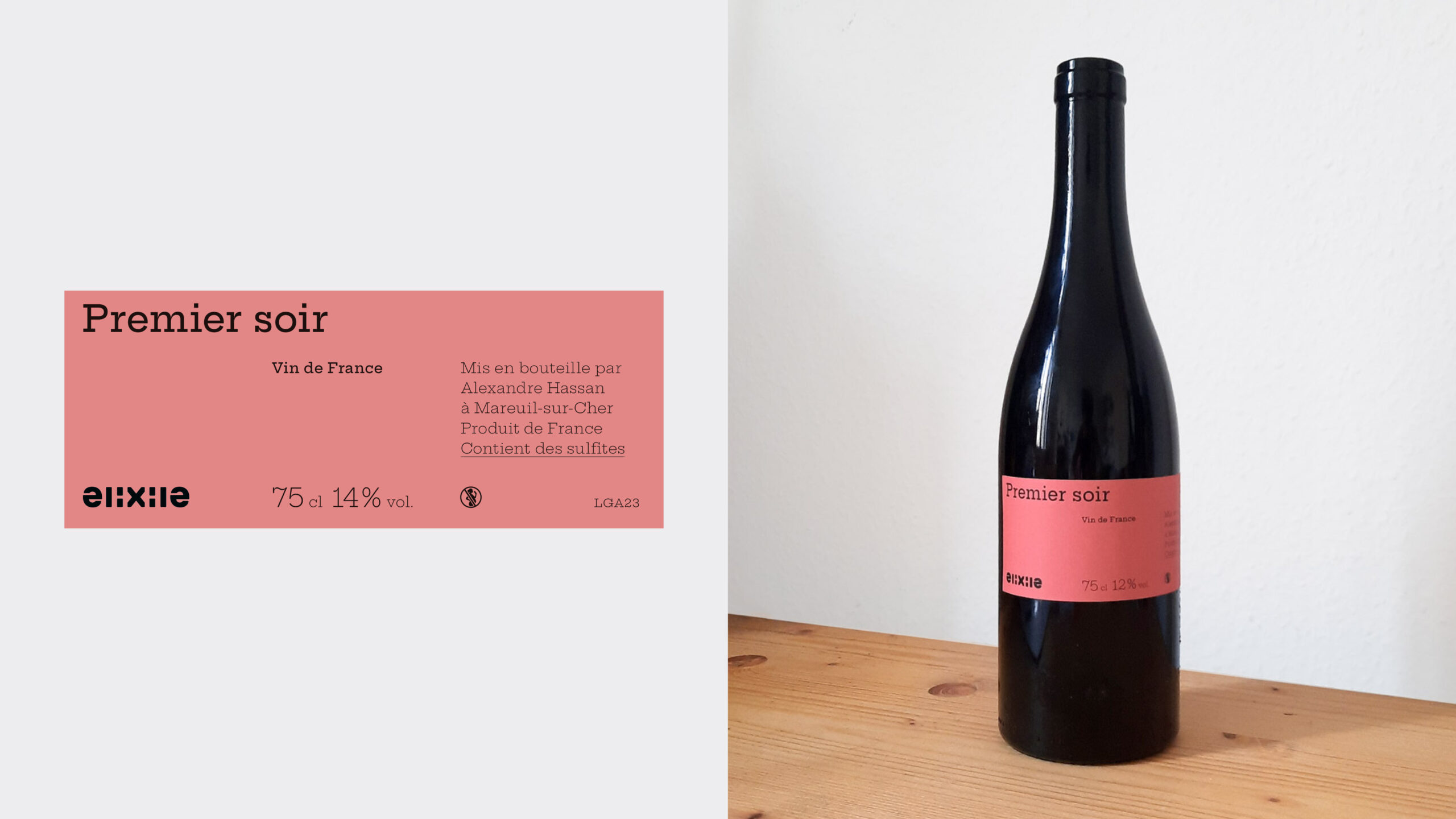 Elixile — bouteille de vin de la cuvée Premier soir