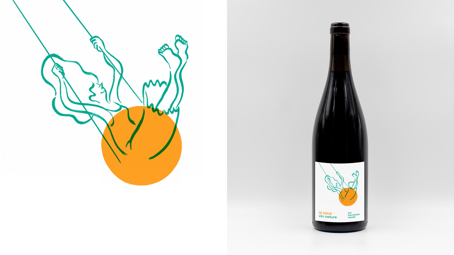 Étiquette et bouteille de la cuvée « La balançoire » — vin orange