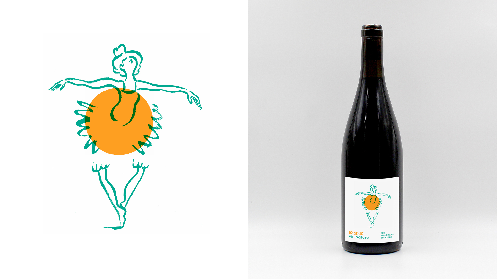 Étiquette et bouteille de la cuvée « La ballerine » — vin blanc sec