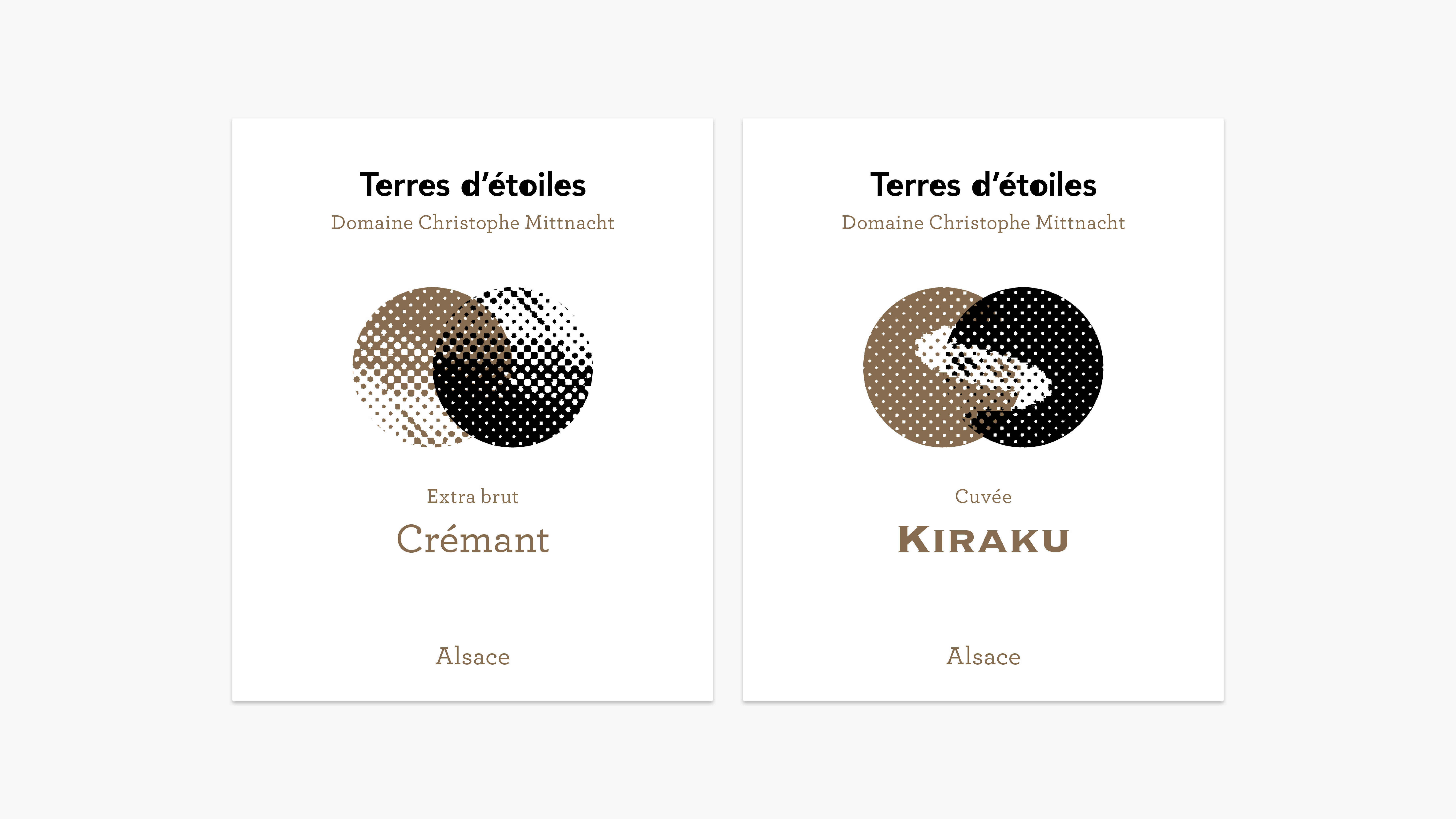 Étiquettes crémant Terres d’étoiles domaine Christophe Mittnacht