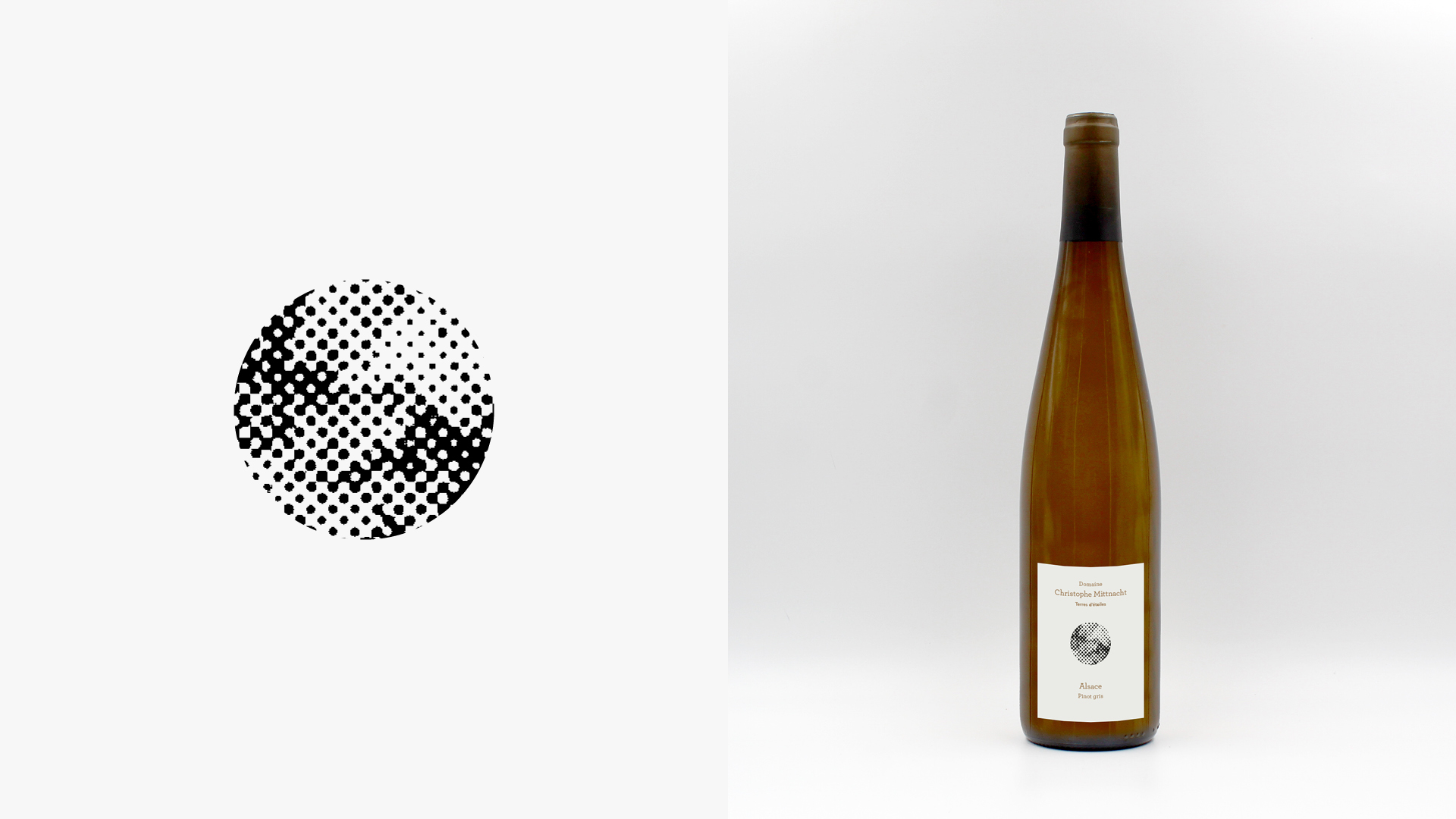 Étiquette et bouteille Terres d’étoiles — Alsace Pinot gris