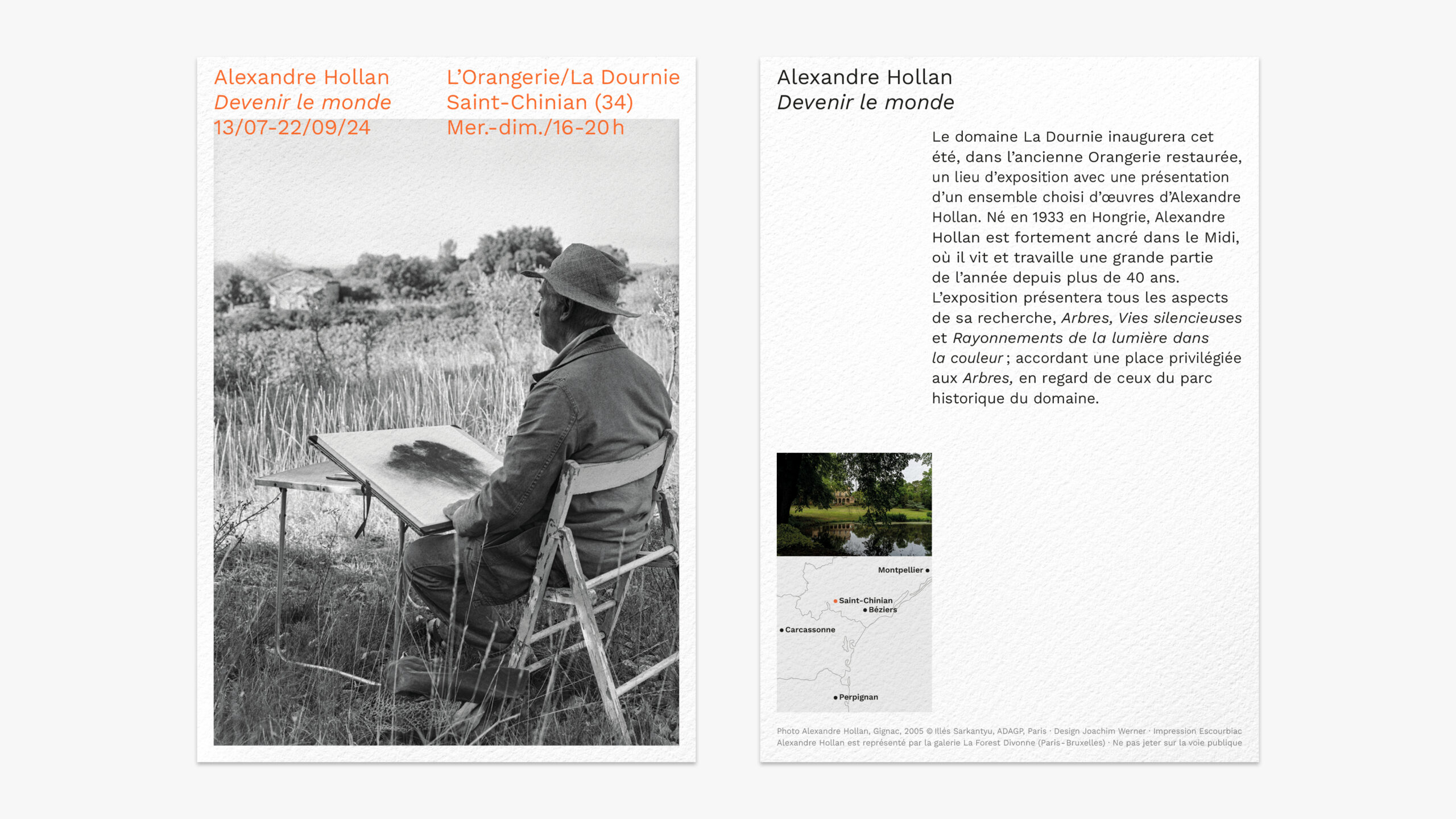 Devenir le monde — recto et verso du flyer promotionnel de l’exposition d’Alexandre Hollan