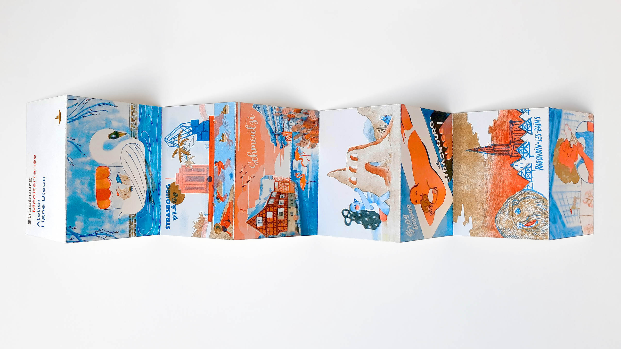 Leporello conçu pour le festival Central Vapeur 2024, sur le thème Strasbourg — Méditerranée